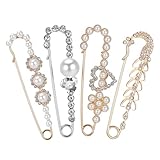 Ymapinc 4Pcs Pearl Brooch Pins for Women Shawl - Decorative Rhinestone Safety Pins, Vintage Broche for Collars Sweaters Hats Dresses, Gift for Valentine's Day Thanksgiving Christmas Mother's Day