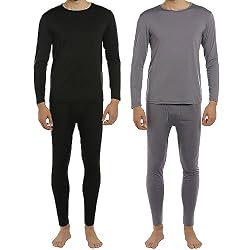 ViCherub, Set di Biancheria Intima Termica da Uomo Foderata in Pile Lungo Johns Winter Base Layer Top & Bottom 2 Set per Uomo - Grigio - Large