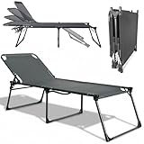 osoltus Sonnenliege Pellworm XXL Dreibeinliege 215 x 70 x 50 cm | extra große & hohe Sonnenliege in anthrazit - Robustes Aluminiumgestell klappbar bis 130kg | Indoor & Outdoor