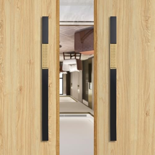 Image of Imperio 24 Inch Main Door Handle | Black and PVD Gold Finish | Stainless Steel Heavy Duty Entrance Handle for Home & Office Doors