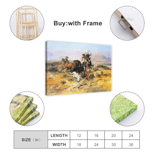 Décoration murale Charles M Russell Buffalo Hunt tableau toile bureau 20x30 - 2