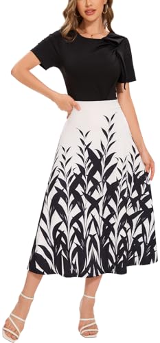 Image of shengfan Women's Casual A Line Swing Summer Dress Formal Short Sleeve Round Neck Wrap Evening Party Dresses