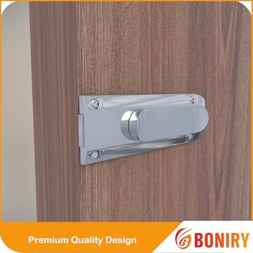 Image of Boniry Door Latch Lock | Solid Metal Door Stopper for Bathroom, Home, Office | Easy Install, Smooth Sliding, Heavy Duty Latch (1, Silver)