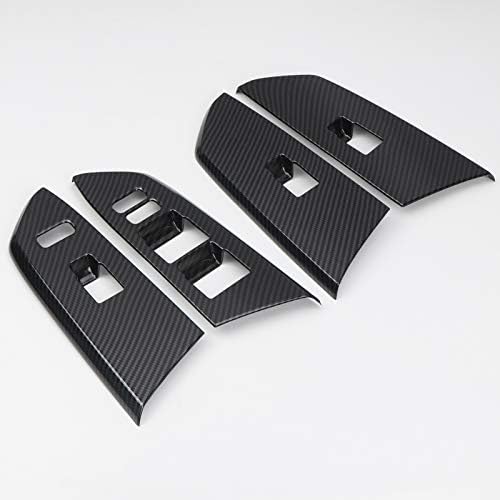 for Toyota Tundra 2014-2021 LHD Carbon Fiber Black Plastic Inner Door Armrest Cover Trim 4pcs Car Accessories(Not fit for 2 Door Model car and Double Cab Model car)