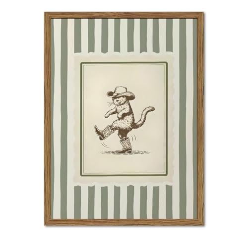 Funny Western Cowboy Cat Wall Art