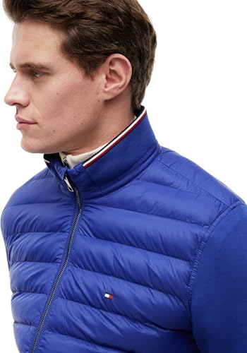 Tommy Hilfiger Herren Sweatshirt mit Reißverschluss Mix Media Stand Collar Steppjacke, Blau (Pigment Blue), M – Ansicht 4