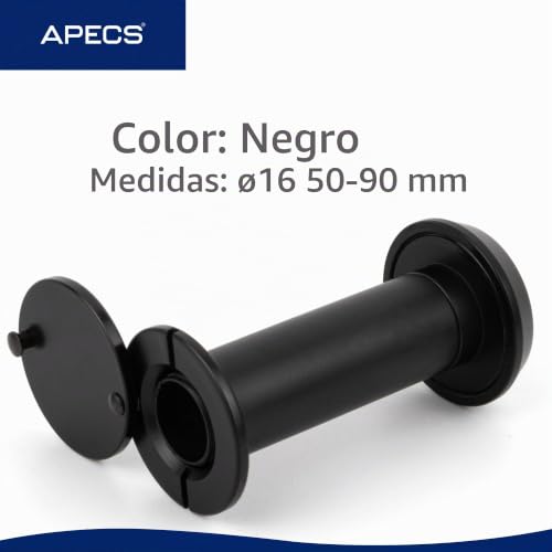 Miniatura 2 de Apecs Mirilla Con Protección Visual Para Puerta, Orificio De Perforación De 50-90 Mm, Diámetro De 16 Mm, Color Negro, Modelo 6016 50-90-Blm
