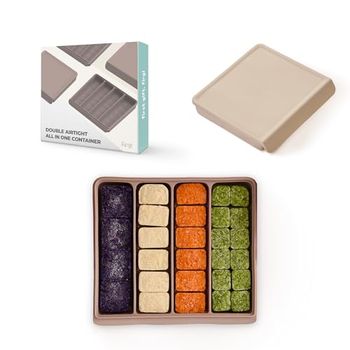 Silicone Food Storage Containers with Airtight Lids, 26.4oz Dual-Seal Leakproof Silicone Freezer Molds for Baby Food, Snacks, Cutlery & More - BPA Free, Stackable, Microwave, & Dishwasher Safe, Brown