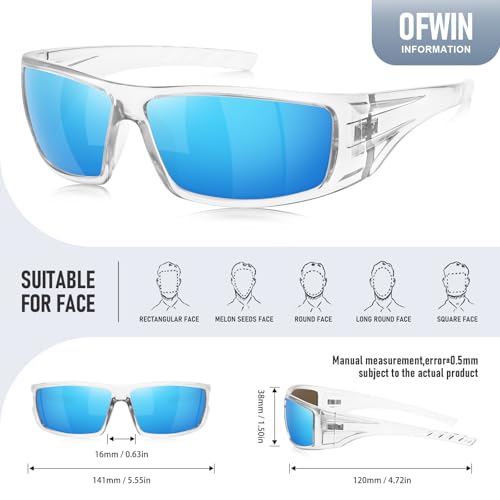 Ofwin Óculos de sol esportivos polarizados para homens e mulheres, armação inquebrável, ciclismo, pe
