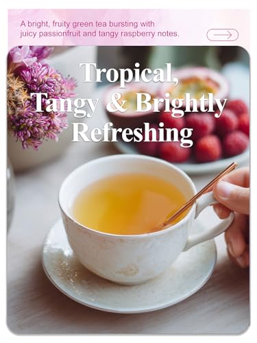 Image of LOOMICA Passionfruit Raspberry Green Tea, Fruity Sweet-Tart Blend of Passion Fruit & Raspberry and Green Tea, Refreshing & Tropical, Hot or Iced, Antioxidant-Rich, No Artificial Sugar, 20 Counts (Pack of 2)