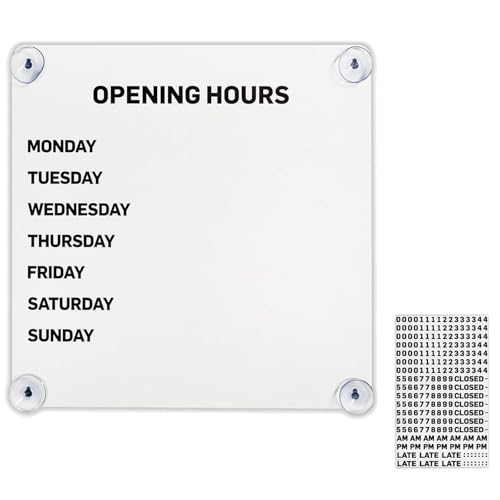 Letrero magnético de horario comercial para cafeterías y tiendas modernas