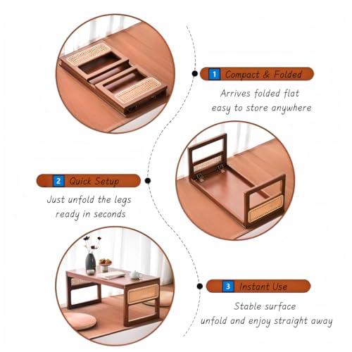 Table basse pliable gain de place en bambou pour petits salons - 5
