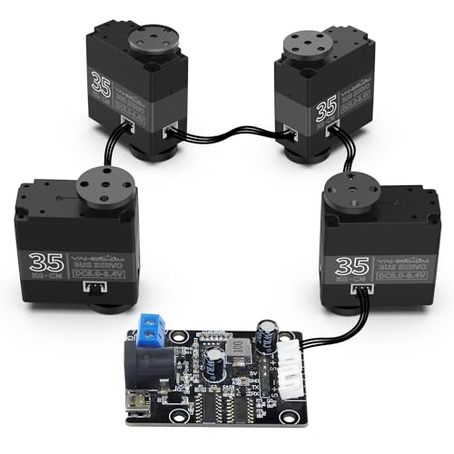 Yahboom 35KG Intelligent Serial Bus Servo 270° High Torque Serial Port Motor Dual-axis Servo for Robot Gimbal Robotic Arm with Steering Gear Debugging Board (35KG bus servo*4-debug board)