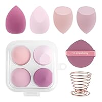 4 Stück Make Up Schwämme Set, Professionelle Makeup Sponge mit Puderquaste und Schwammhalter, für Feucht und Trockenanwendung, Kosmetik Schwämmchen für Foundation