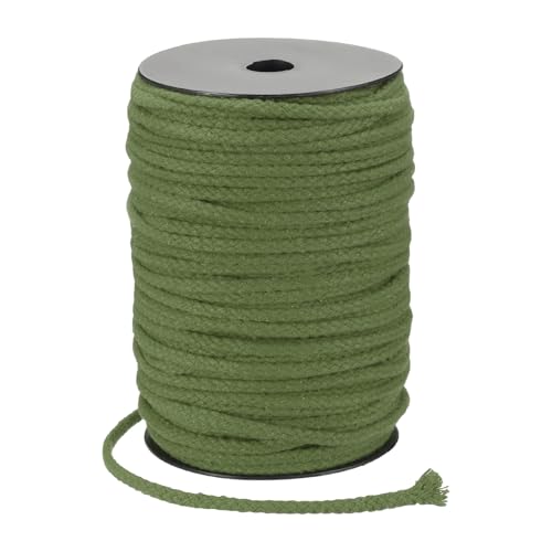 QUARKZMAN Corde Macrame 5mm x 90m Corde en Coton Naturel Tressée À La Main, Corde Tressée 8 Brins pour Suspendu De Plantes Murale Attrape-Rêves Artisanat Décoration Maison, Marron Vert