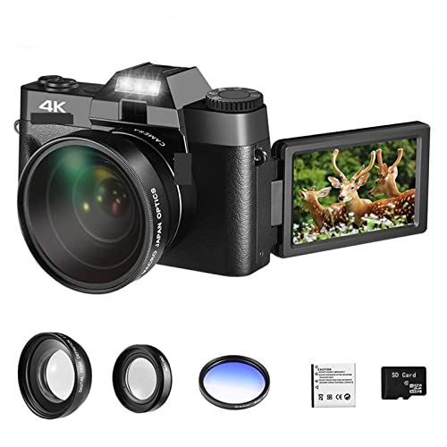 fW^J LpfW^J 4 18k Vlog rfIJ EFuJ}NY 16X Y[ 48MP Selfie R[_[tbvXN[ gѕ֗(Size:With 128GB TF card,Color:With Lens