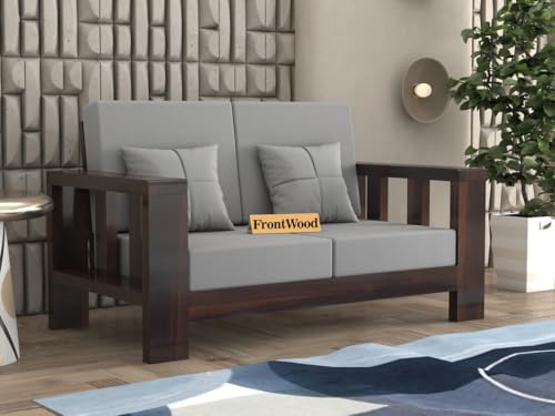 Image of Sheesham Wooden 2 Seater Sofa for Living Room | Solid Wood Sofa | Rosewood Sofa Set for Home & Office | Lounge (Walnut, 2 Seater)