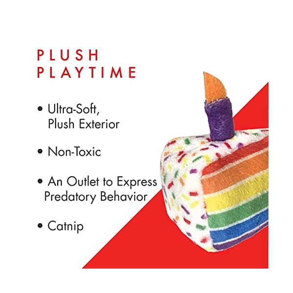 Huxley & kent cat toy | funfetti cake | birthday strong catnip filled cat toy | soft plush kitty toy with catnip and crinkle | kittybelles - image 3