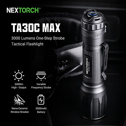 Nextorch 3000 Lumens Tactical Flashlight Usb Rechargeable Led Flashlight Police Ultra Bright Pocket Torch For Camping, Outdoor, Emergency, Everyday Flashlights Ta30C Max #TOP1