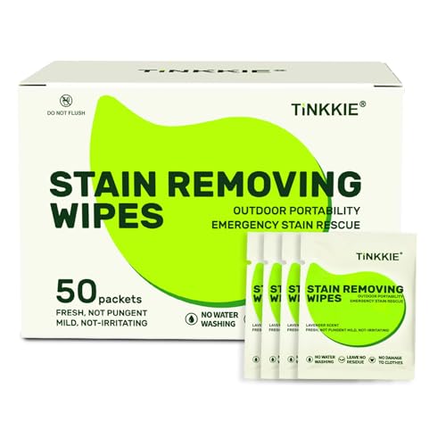 Image of Stain Remover Wipes for Clothes & Fabric, 50 Pack | Instant Clothing Stain Remover, For Shoes, Shirts & Jackets, Individually Wrapped Portable, For Travel & On-the-Go Cleaning