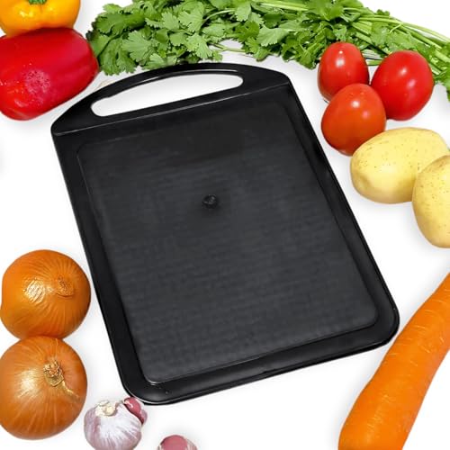 Tábua de Corte Plástica Média para Carnes e Vegetais Preta com Amaciador Embutido