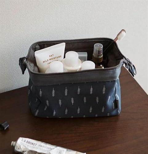 Image of Nylon Cosmetic Toiletry Pouch Waterproof Makeup Vanity Shaving Household Grooming Travel Storage Organizer Bags Pouch Kit Pack for Unisex Travel Compact Utility Design Go Blue