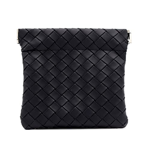 Pocket Cosmetic Bag, Waterproof Portable Small Makeup Bag No Zipper Self-Closing，Organize Your Essentials On-The-Go With Our Textured Mini Makeup Bag - Perfect For Lipsticks, Earbuds (Black Large) #TOP8