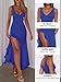 MIYIEONZ Women Sexy V Neck Sleeveless Mesh Ruffle Hem Bodycon Maxi Casual Backless High Slit Large Blue Cocktail Party Dress