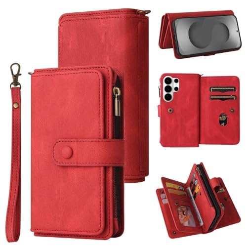 Protection Samsung Galaxy A21S rouge zippée pour tout ranger sans sac