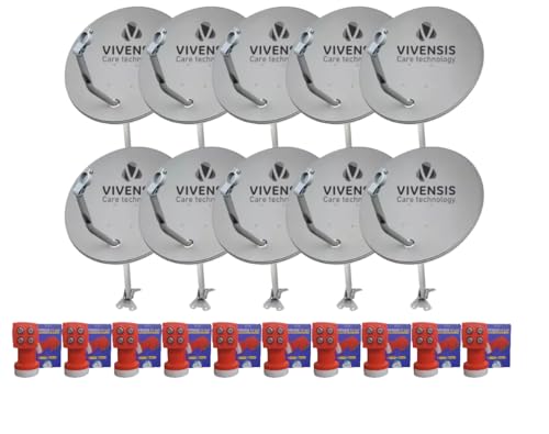 KIT 10 MINIPARABÓLICA VIVENSIS 60 CM + 10LNBF QUADRUPLO