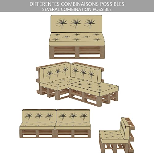VOUNOT® Cojines para Palets 2-Piezas Set, Impermeable para Interior y Exterior, Cojín de Asiento 120x80 cm, Respaldo 120x40 cm, Beige - imagen 6