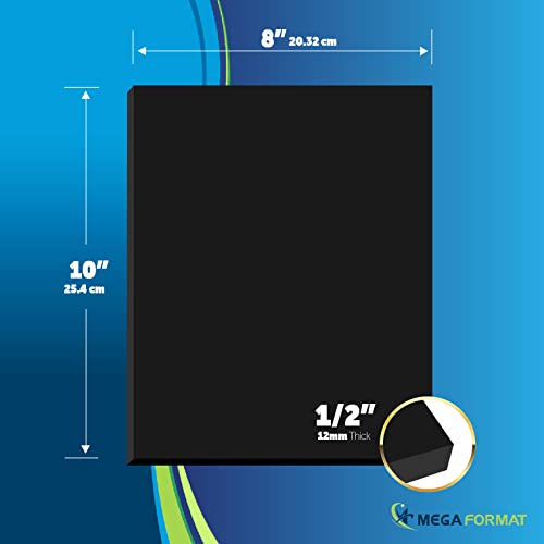 Image of Mega Format Expanded PVC Plastic Sheets - 8 inch X 10 inch Rigid Black Sheet for Crafts, Signage, & Displays - Sintra, Celtec PVC Board - Waterproof for Outdoors Use - 1 /2 inch 12mm Thick - 1-Pk-Black