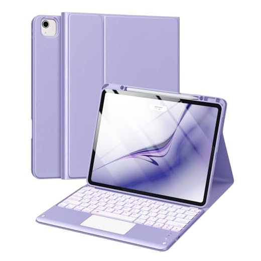 Harvopu for iPad Air 13 Inch & Pro 12.9 Case with Keyboard - Multi-Touch Trackpad, 7 Colors Backlit, Detachable Folio Keyboard Cover for iPad Pro 12.9 (6th, 5th, 4th, 3rd gen), Air 13 M3/M2 (Purple)