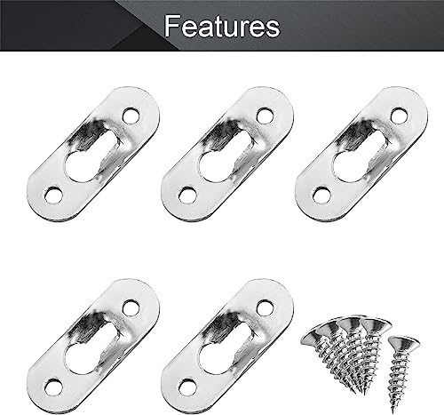 Image of Aicosineg 20Pcs Keyhole Hanging Plate 1.5 inch x 0.55 inch Single Hole Hook Metal Keyhole Hangers Keyhole Hanging Fasteners for Mirror Picture Frames Silver
