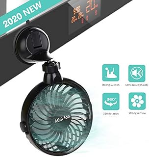 Battery Operated Kitchen Fan with Suction Cup, 2200mAh Capacity Rechargeable Wall Fan, Personal