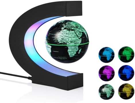 Yegvea Fashionable Geographic Globe, Magnetic Floating, auto-Rotating and Rotating 3.5" Color Globe, can be Used for Desk and Office Decoration