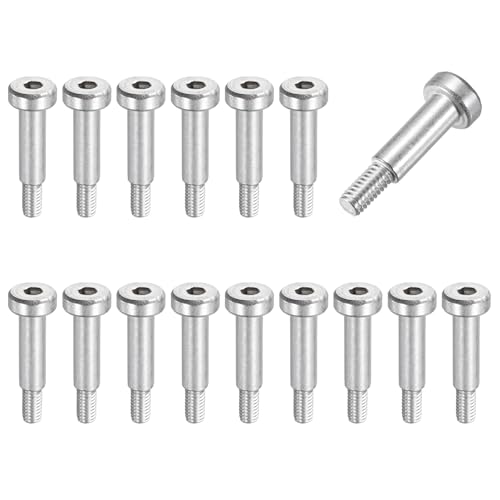 QUARKZMAN 16pcs Tornillos Hombro Acero Inoxidable 304 Diámetro Hombro 5mm Longitud Hombro 16mm Roscado M4x0.7 Tornillos Hombro Con Cabeza Hexagonal Para Industrias Maquinaria Moldeo