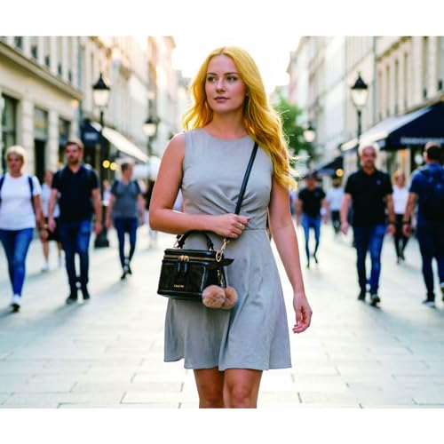 Bolso tipo caja para mujer negro estilo estilizado miniatura 2