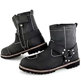 VPR R40 - Stivali da moto da uomo in pelle, con caviglia corta, con protezione alla caviglia, approvati CE, comodi, Nero , 44 EU