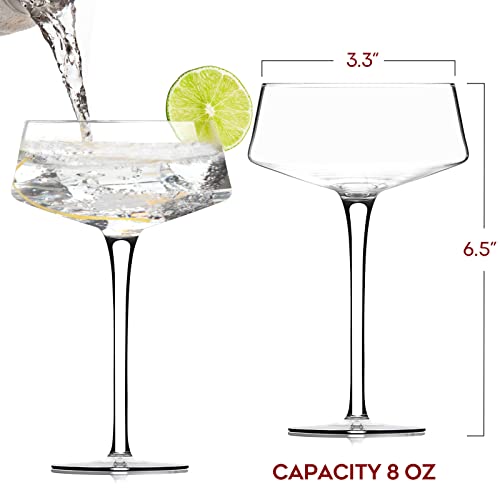 Chouggo Martini Glasses Set Of 6, 8Oz Coupe Cocktail Glasses, Hand Blown Premium Crystal Cocktail Glass For Bar, Martini, Cosmopolitan, Manhattan #TOP5