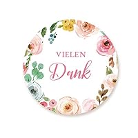 72 'Vielen Dank' Sticker In Grün Mit Zweigen – Runde, Matte Aufkleber (4 Cm) Für Geschenke & Danksagungen