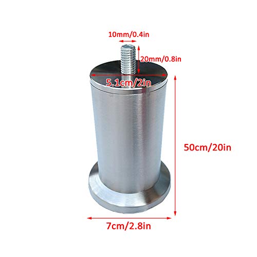 Patas ajustables M10 roscadas para muebles, de acero inoxidable cepillado, para mesa y sofá, patas de repuesto para armario de baño, 18 tamaños, fácil de instalar
