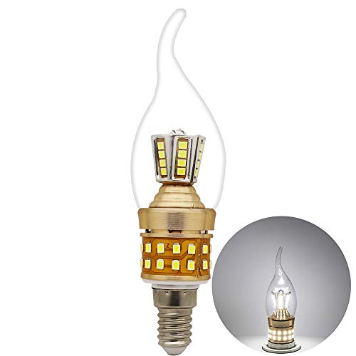 C35L 9W Ampoules LED Bougie 6000K Lumière blanche 850lm, Équivalent 80W Ampoule Incandescence, AC220-240 V, 270 degrés angle, Non Dimmable,E14 Culot Lustre/applique murale ampoule LED Cover