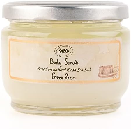 Sabon Body Scrub — Green Rose | Exfoliating Dead Sea Salt Body Scrub | Lemon, Bergamot, Citrus | For All Skin Types | 11.3 Oz