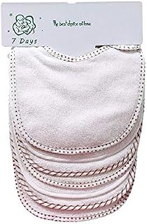 Baby's Soft Double Layers 80% Cotton Absorbent Bandana 7 Bibs Set (White)