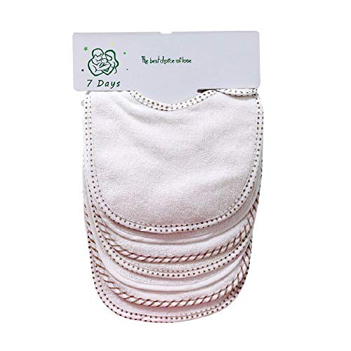 Little lucky baby Lot de 7 bavoirs doux double couche 100% coton absorbant (white)