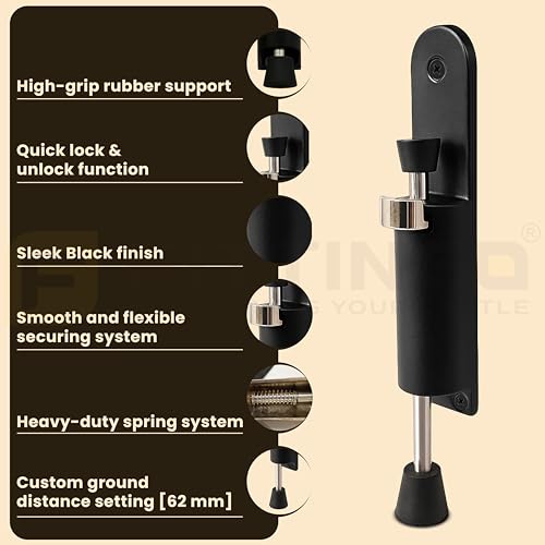 Image of Premium Kick Down Stopper /Door Magnet Stopper /Foot Operated Stopper /Heavy Duty Door Stopper /Zinc Alloy Magnetic Door Stopper (Pack of 1, Black Finish)-| 3 Years Warranty |