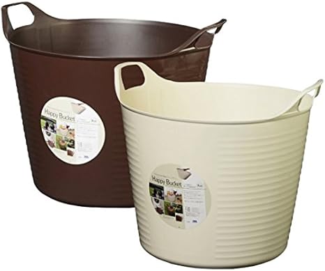 Amazon ランドリーバスケット 大容量 丸型 おしゃれ 2個セット ランドリーバッグ かご 取っ手 収納ボックス ストック 脱衣カゴ 洗濯かご マルチバスケット おもちゃ入れ ブラウン アイボリー2個セット ｍ26リットル かご バスケット オンライン通販