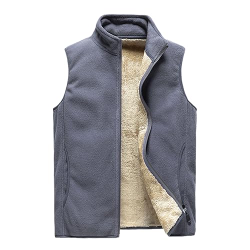 Gilet d'hiver sans manches couleur unie épais avec poches sécurisées