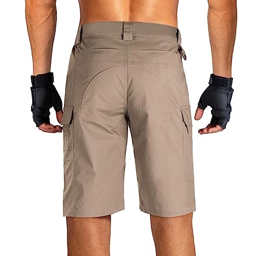 Free Soldier Men's Hiking Tactical Cargo Shorts Multiple Pockets Waterproof Shorts Outdoor Fishing Camping Shorts Coyote Brown 34W X 11L #TOP1